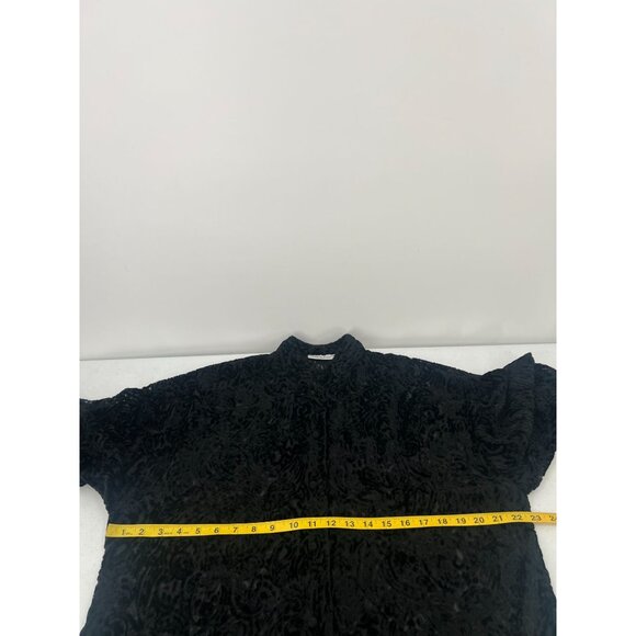 Valerie Stevens 6 Black Velvet Burnout Tunic Jacket Sheer Paisley Goth Witchy - Picture 7 of 12